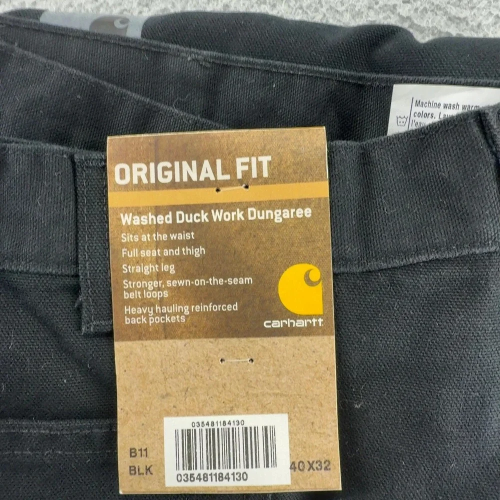 Carhartt Jeans Mens 40x32 Black Loose Straight Washed Duck Dungaree Orginal Fit
